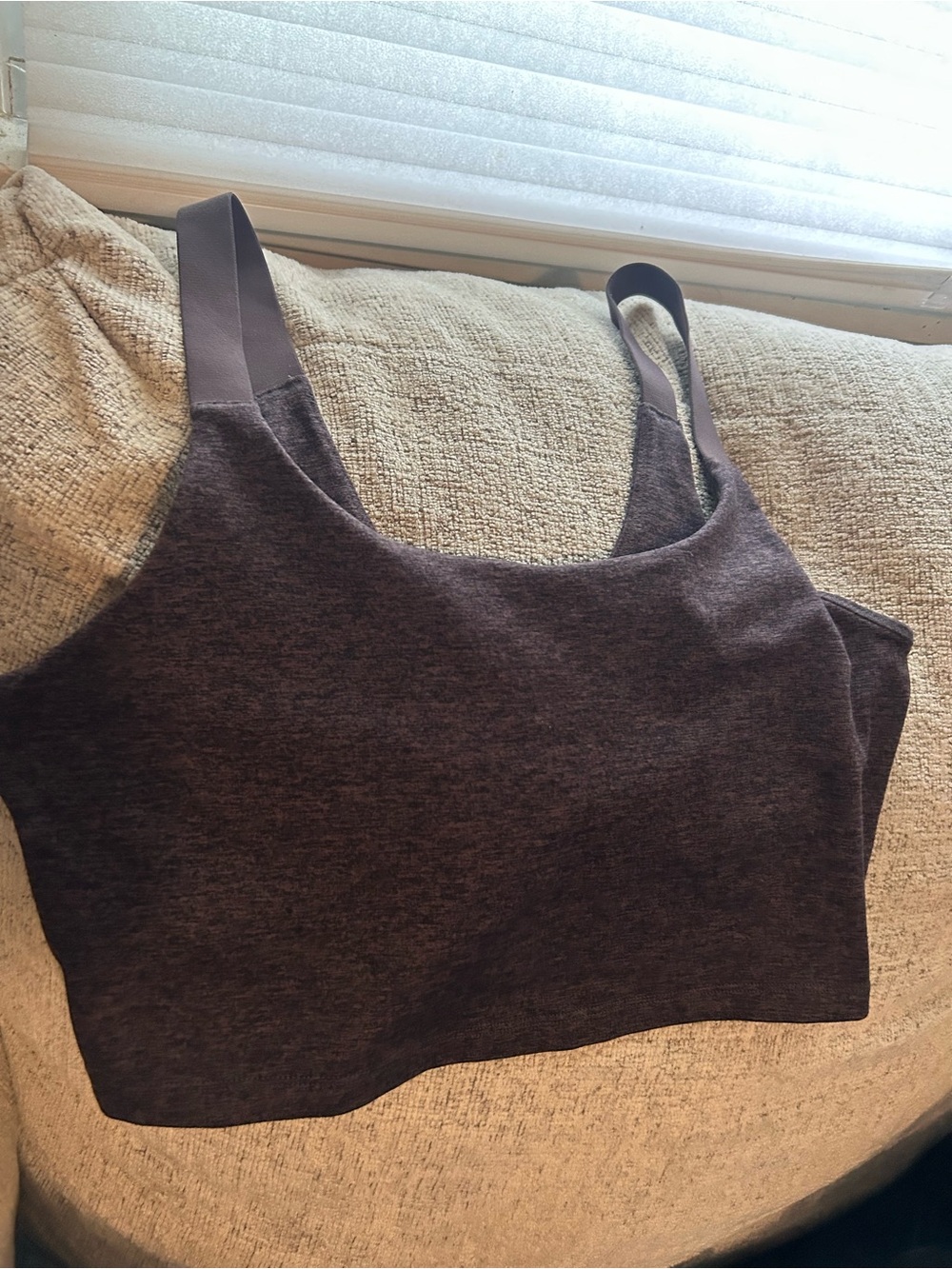 Aerie Offline Brown Heathered Seamless Crop Tank Cami Sportsbra Sz M Minimalist